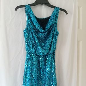 Size Small- Black and Turquoise Sequined Dress